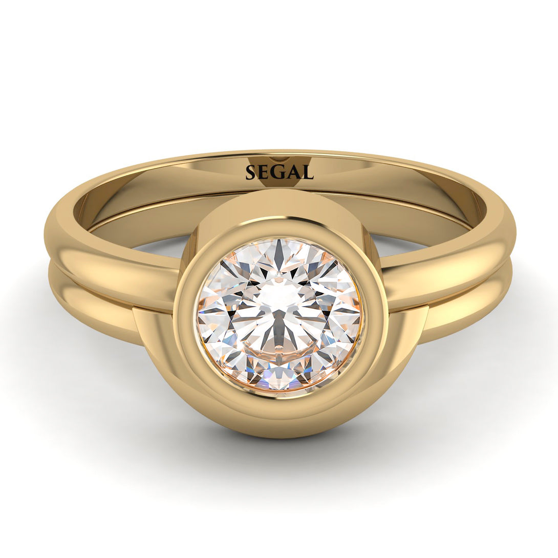 Solitaire Bezel Minimalist Diamond Bridal Set - Emerson No. 1