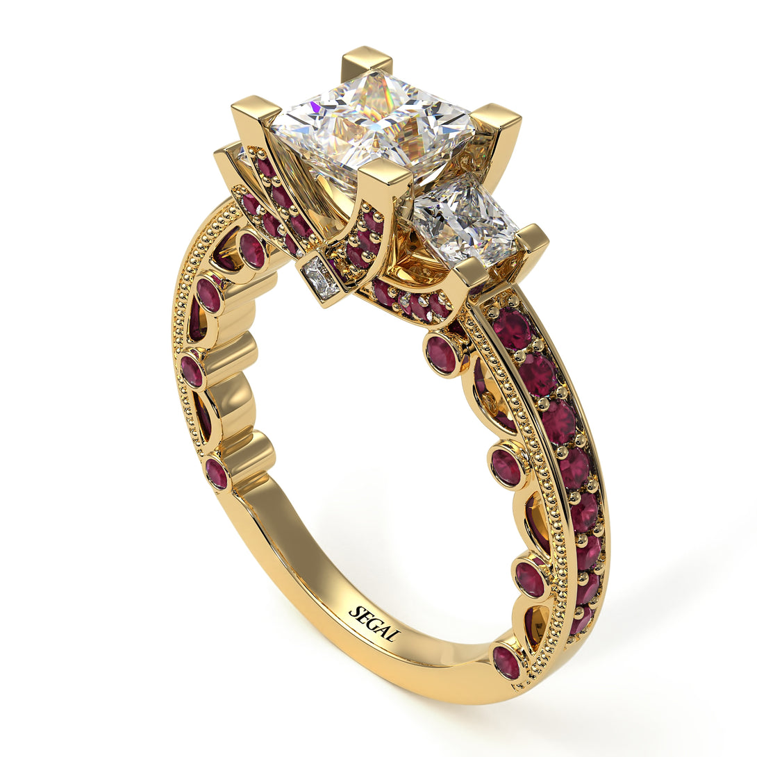Modern Geometric Diamond Gold Engagement Ring - Beverly No. 46