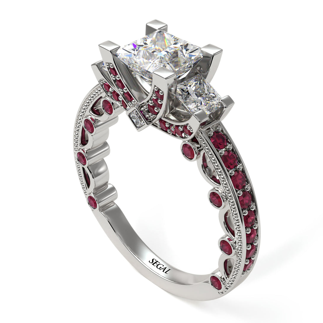 Modern Geometric Diamond Gold Engagement Ring - Beverly No. 48