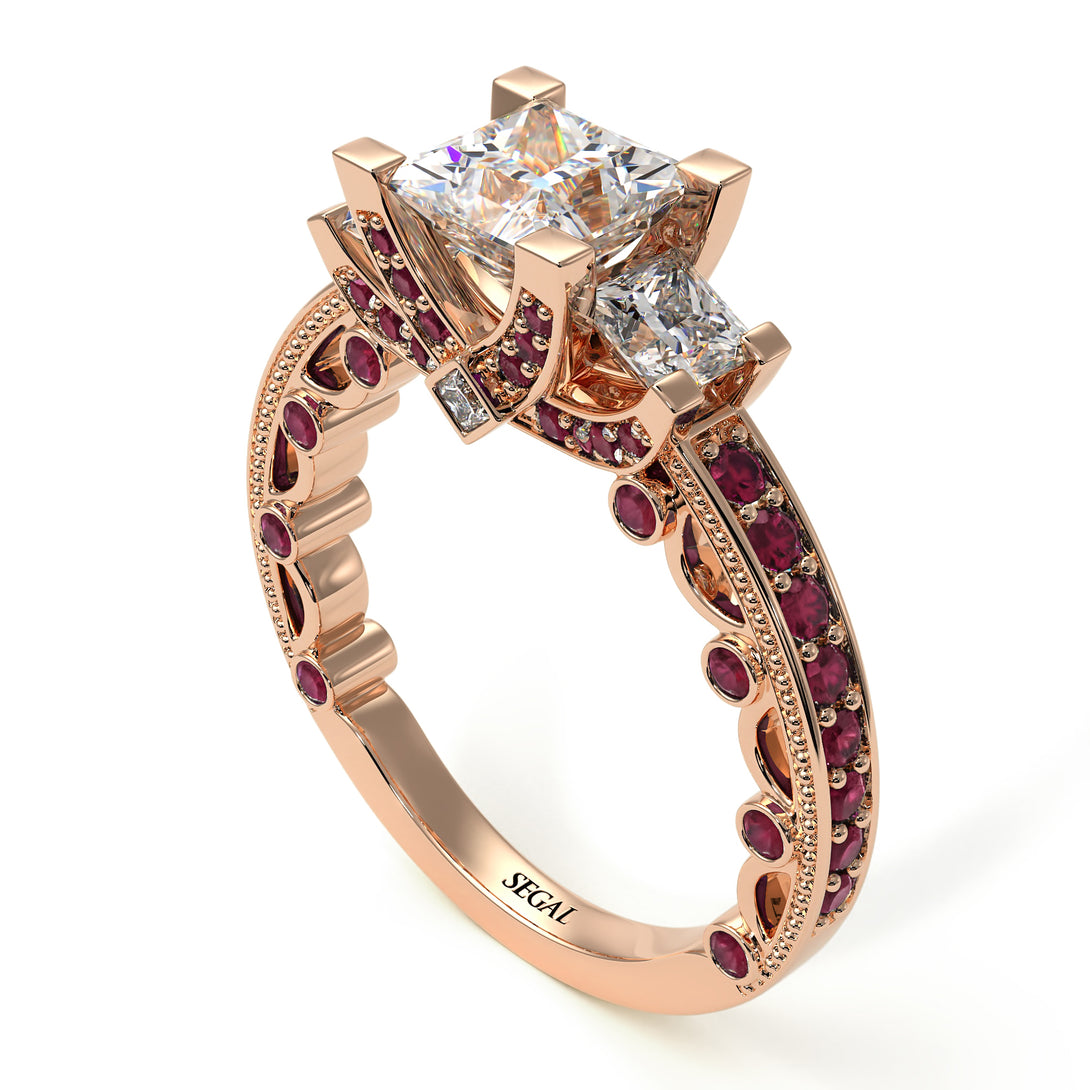 Modern Geometric Diamond Gold Engagement Ring - Beverly No. 47