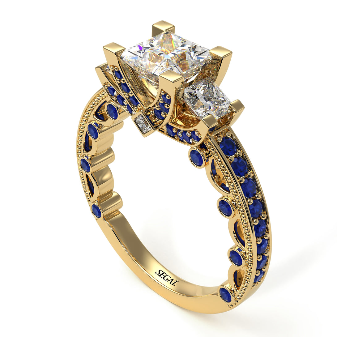 Modern Geometric Diamond Gold Engagement Ring - Beverly No. 61