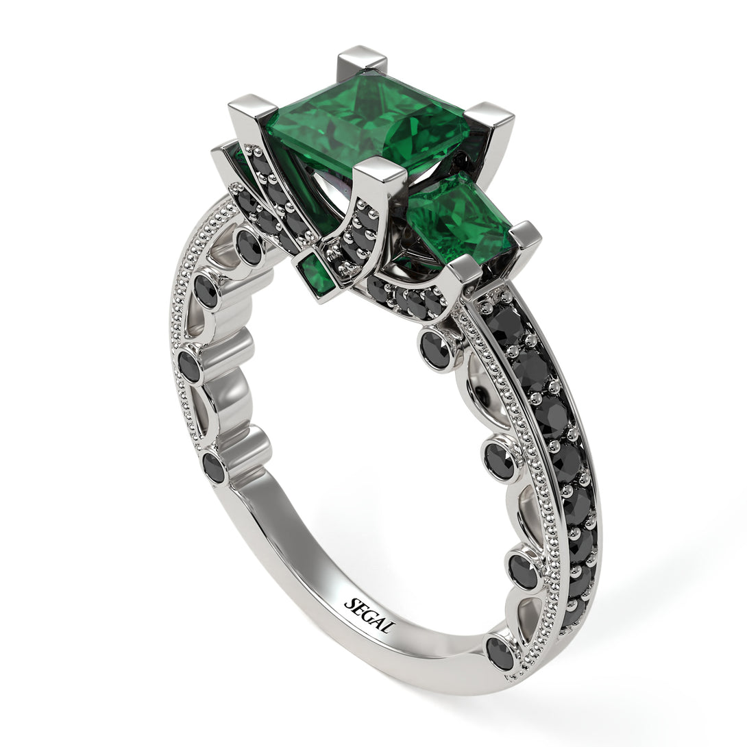 Modern Geometric Emerald Gold Engagement Ring - Beverly No. 36