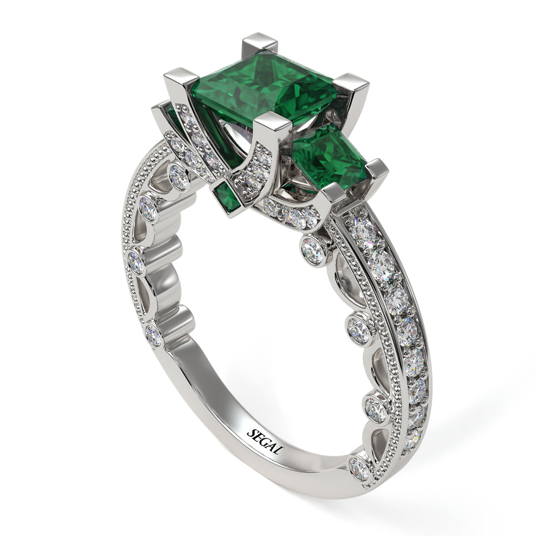 Modern Geometric Emerald Gold Engagement Ring - Beverly No. 6
