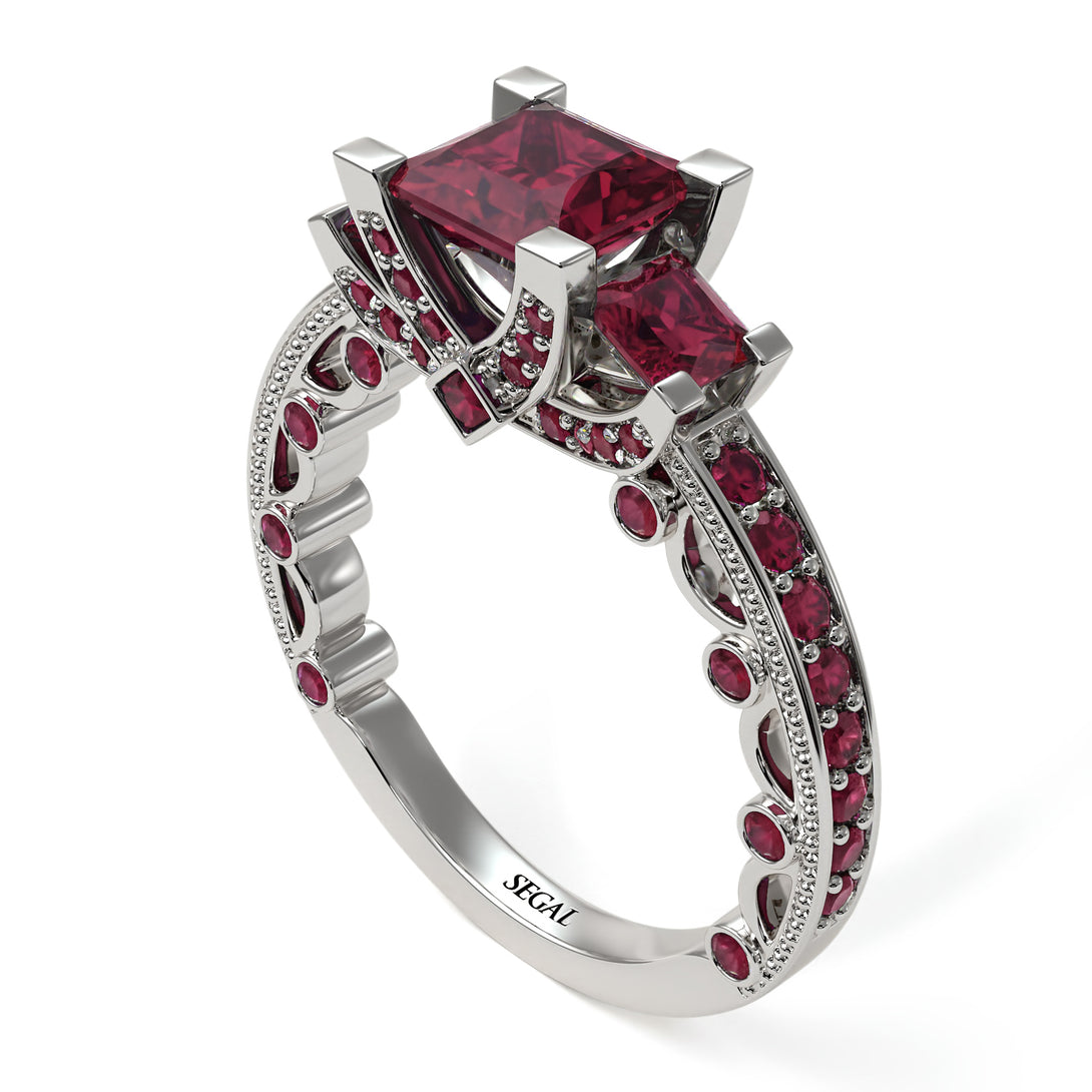 Modern Geometric Ruby Gold Engagement Ring - Beverly No. 57