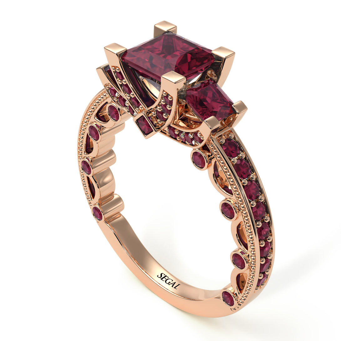 Modern Geometric Ruby Gold Engagement Ring - Beverly No. 56