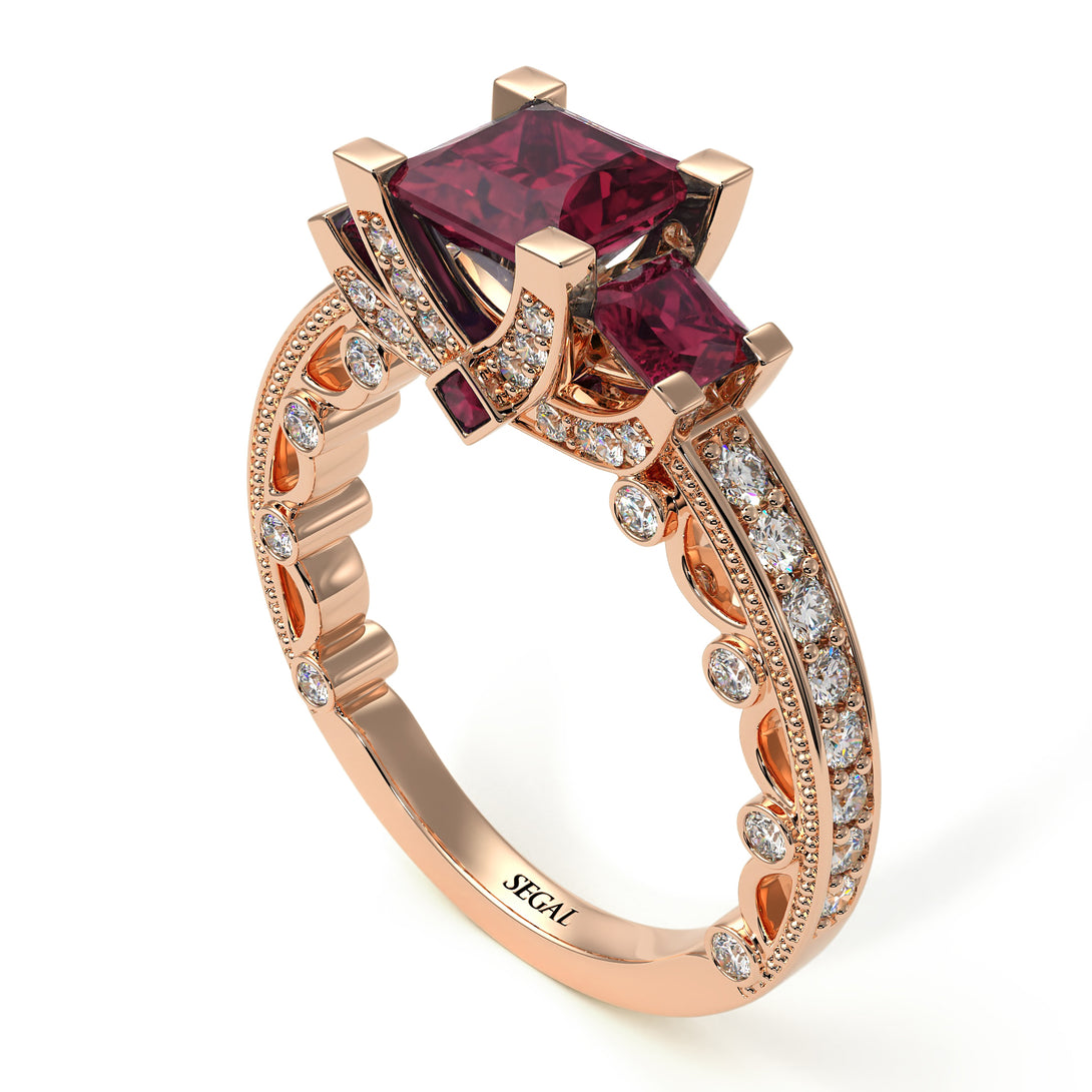 Modern Geometric Ruby Gold Engagement Ring - Beverly No. 11