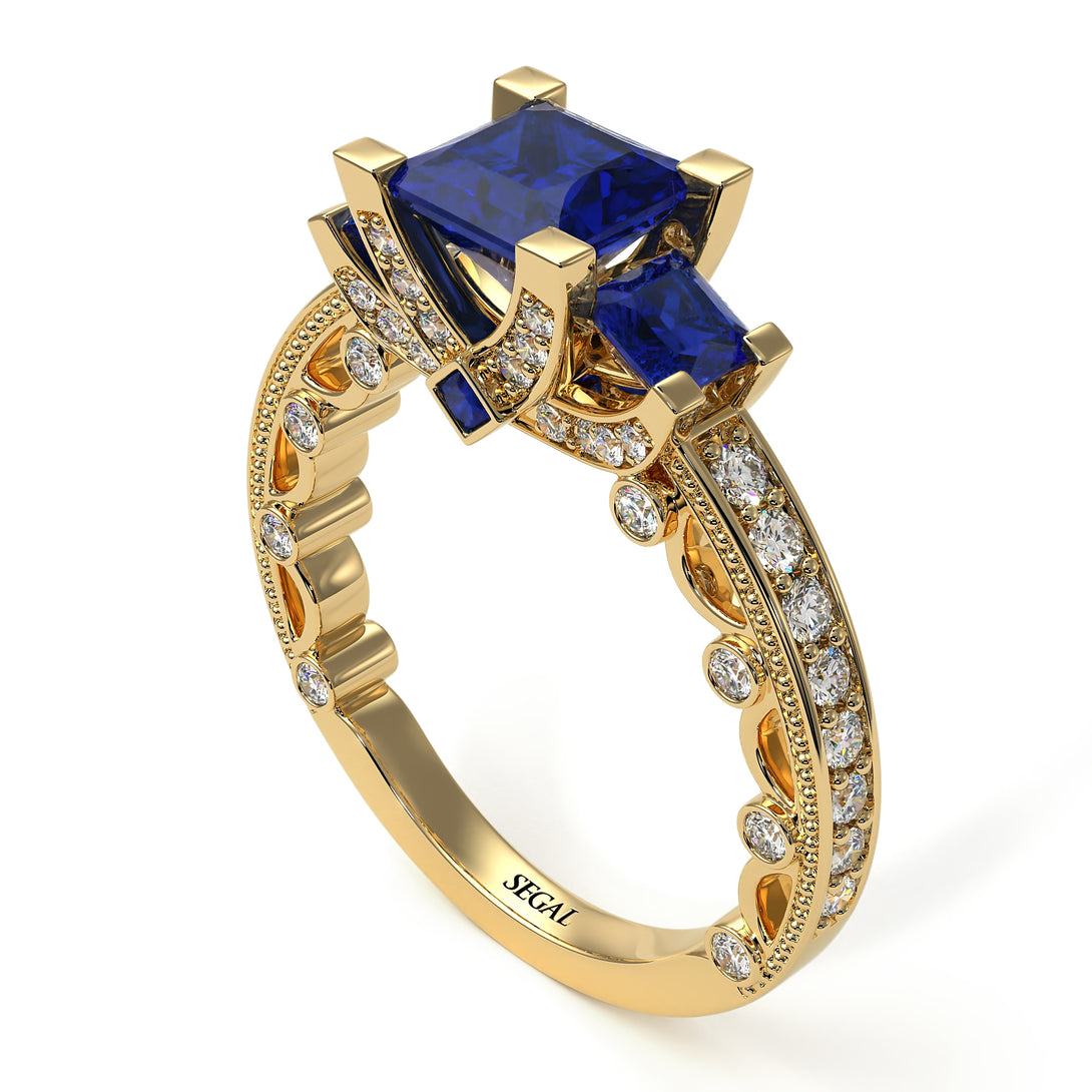 Modern Geometric Sapphire Gold Engagement Ring - Beverly No. 13