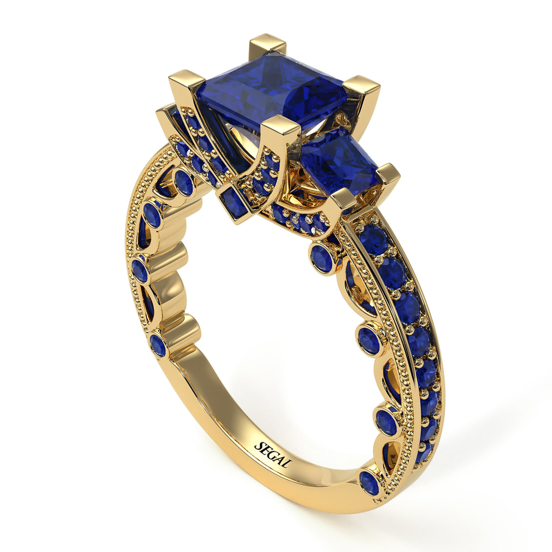 Modern Geometric Sapphire Gold Engagement Ring - Beverly No. 73