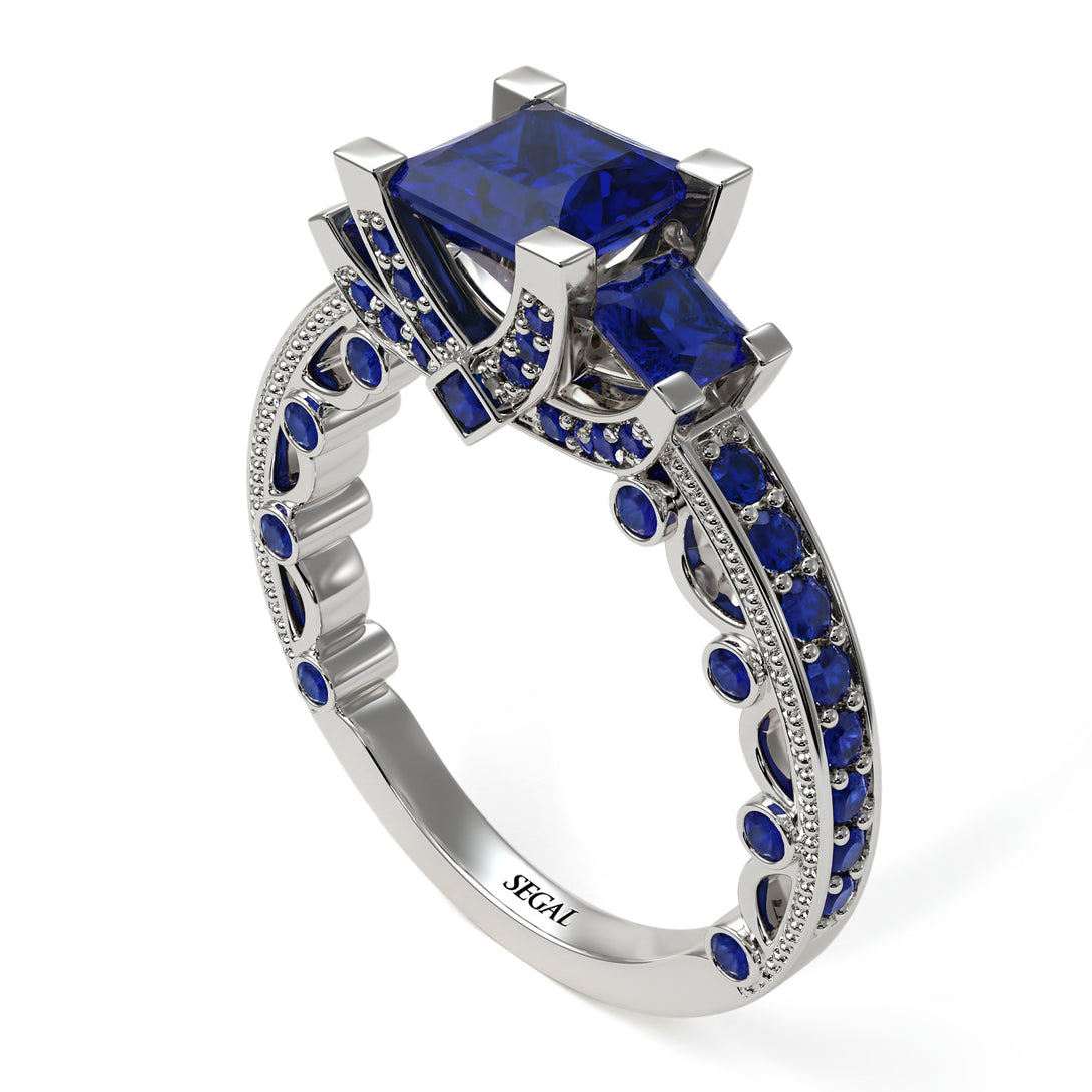 Modern Geometric Sapphire Gold Engagement Ring - Beverly No. 75