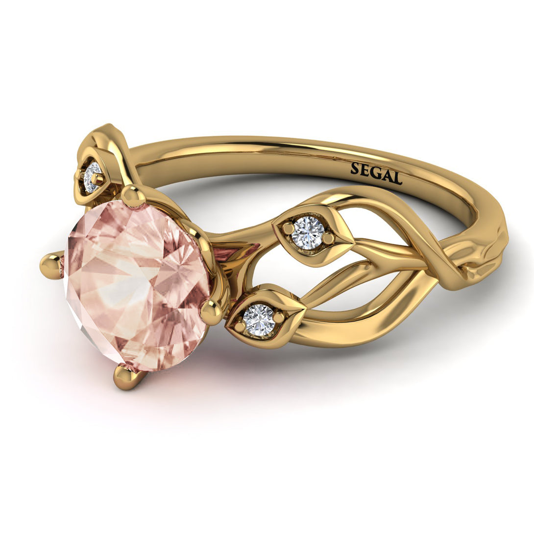 Morganite Blossom 14K Golden Nature Inspired Engagement Ring - Haley No. 901