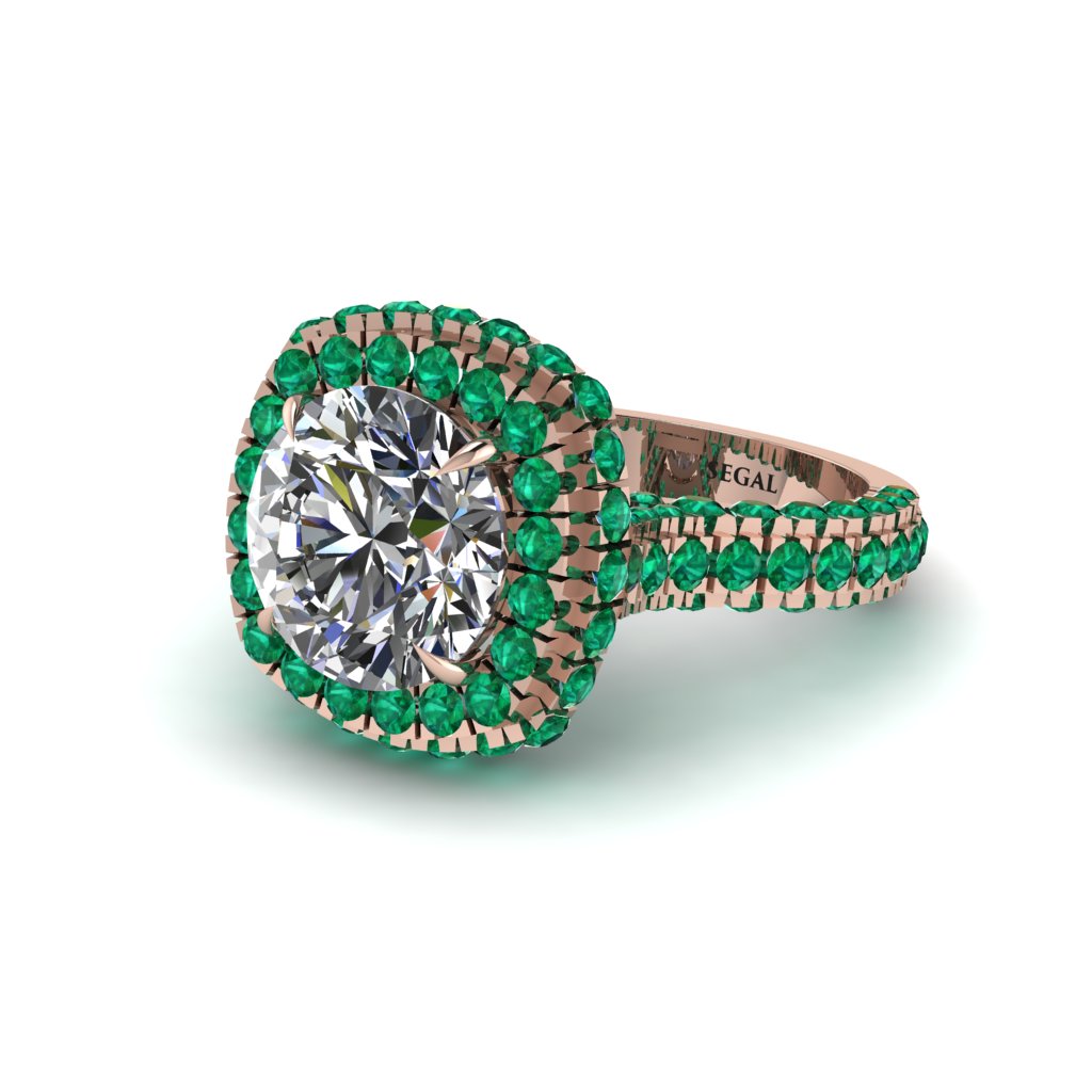 Diamond Pave Double Halo Engagement Ring - Eve No. 17