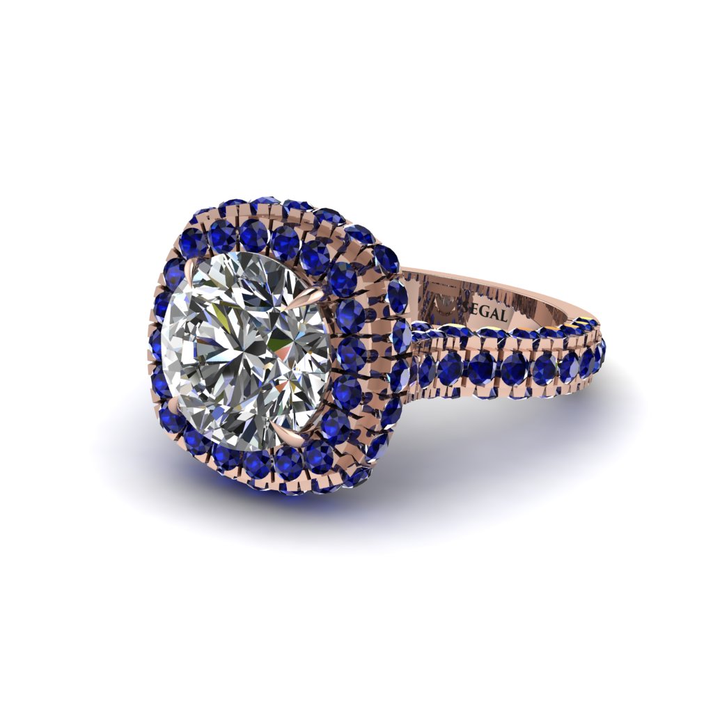 Diamond Pave Double Halo Engagement Ring - Eve No. 62