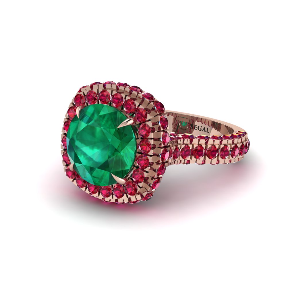 Emerald Pave Double Halo Engagement Ring - Eve No. 50