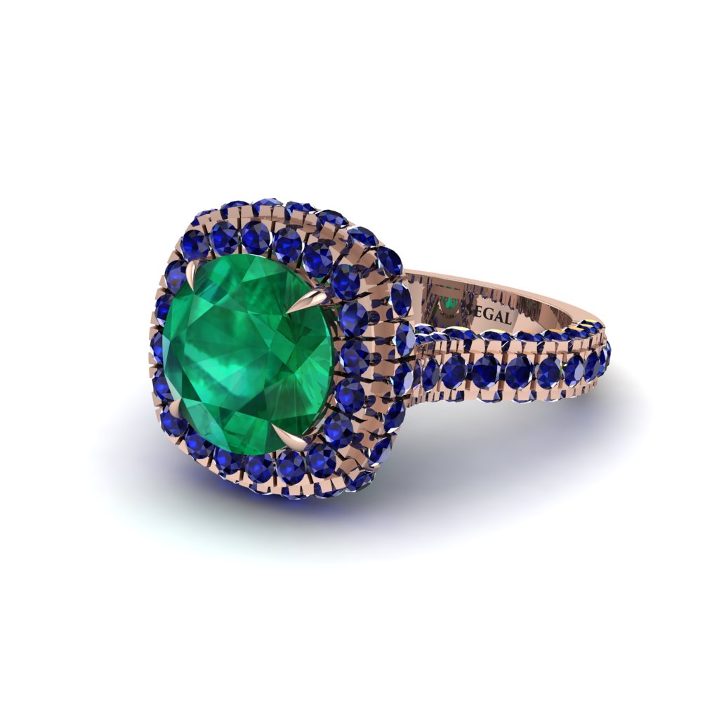 Emerald Pave Double Halo Engagement Ring - Eve No. 65