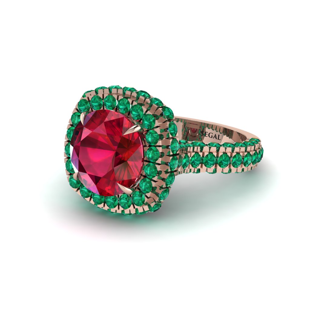 Ruby Pave Double Halo Engagement Ring - Eve No. 26