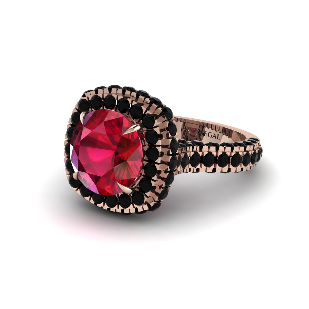 Ruby Pave Double Halo Engagement Ring - Eve No. 41