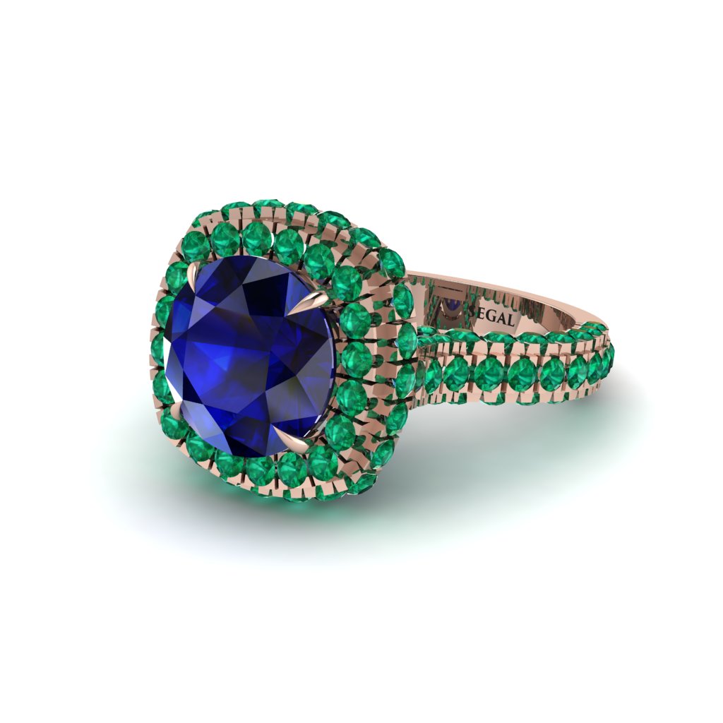 Sapphire Pave Double Halo Engagement Ring - Eve No. 29