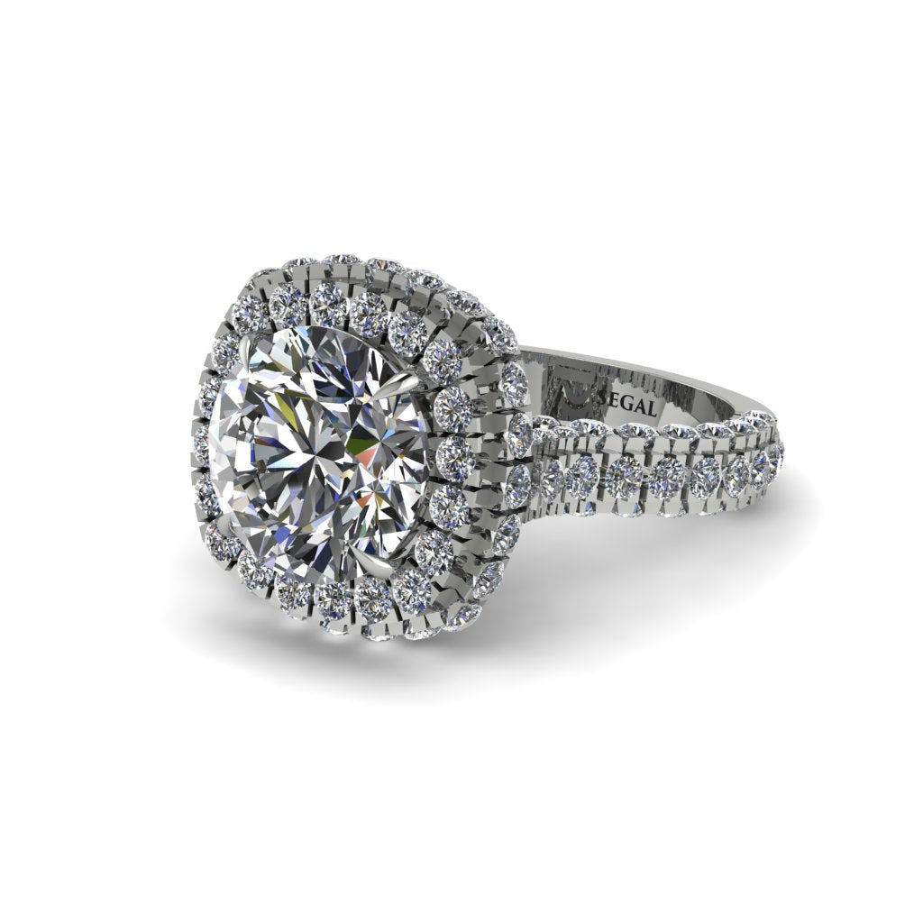 Diamond Pave Double Halo Engagement Ring - Eve No. 3