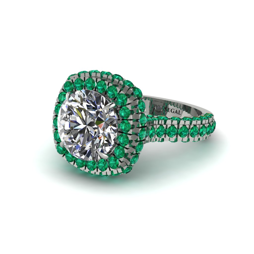 Diamond Pave Double Halo Engagement Ring - Eve No. 18