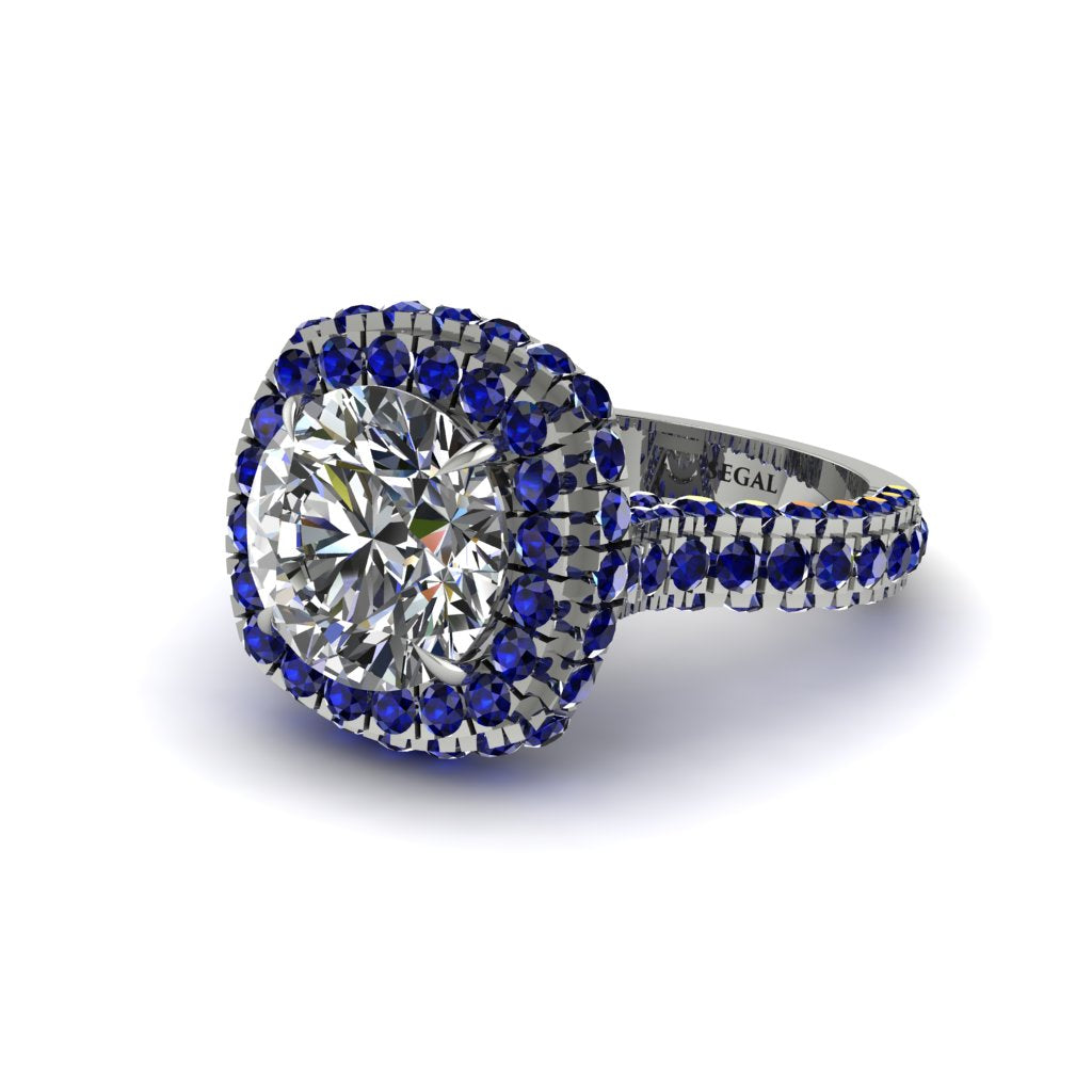 Diamond Pave Double Halo Engagement Ring - Eve No. 63
