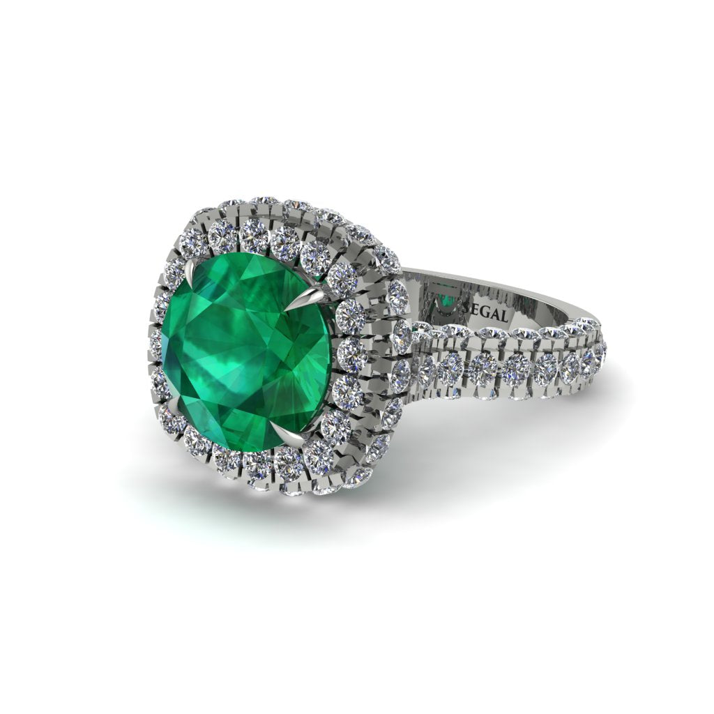 Emerald Pave Double Halo Engagement Ring - Eve No. 6