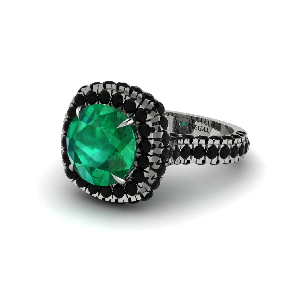 Emerald Pave Double Halo Engagement Ring - Eve No. 36