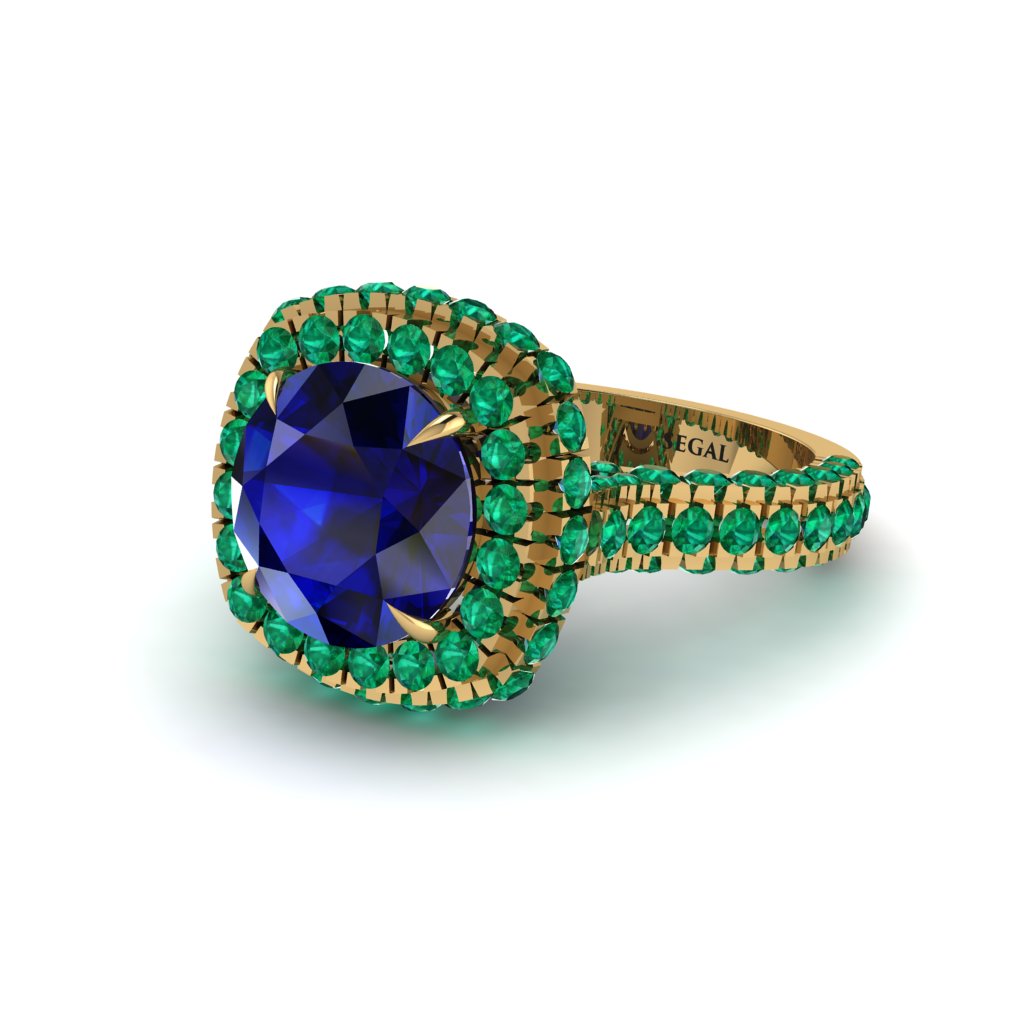 Sapphire Pave Double Halo Engagement Ring - Eve No. 28
