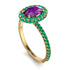 Oval Amethyst Halo Hidden Emeralds Ring - Amy No. 304 image 2