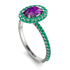 Oval Amethyst Halo Hidden Emeralds Ring - Amy No. 306 image 2