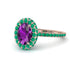 Oval Amethyst Halo Hidden Emeralds Ring - Amy No. 305 image 1