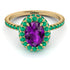 Oval Amethyst Halo Hidden Emeralds Ring - Amy No. 304 image 3