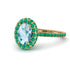 Oval Aquamarine Halo Hidden Emeralds Ring - Amy No. 404 image 1