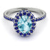 Oval Aquamarine Halo Hidden Sapphires Ring - Amy No. 415 image 3