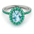Oval Aquamarine Halo Hidden Emeralds Ring - Amy No. 406 image 3