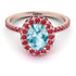 Oval Aquamarine Halo Hidden Rubies Ring - Amy No. 411 image 3