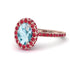 Oval Aquamarine Halo Hidden Rubies Ring - Amy No. 411 image 1