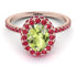 Oval Peridot Halo Hidden Rubies Ring - Amy No. 711 image 3