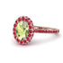 Oval Peridot Halo Hidden Rubies Ring - Amy No. 711 image 1
