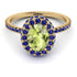 Oval Peridot Halo Hidden Sapphires Ring - Amy No. 713 image 2