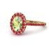 Oval Peridot Halo Hidden Rubies Ring - Amy No. 710 image 1