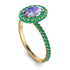 Oval Tanzanite Halo Hidden Emeralds Ring - Amy No. 204 image 2