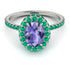 Oval Tanzanite Halo Hidden Emeralds Ring - Amy No. 206 image 3