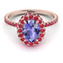 Oval Tanzanite Halo Hidden Rubies Ring - Amy No. 211 image 3