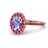 Oval Tanzanite Halo Hidden Rubies Ring - Amy No. 211 image 1