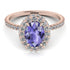 Oval Tanzanite Halo Hidden Diamonds Ring - Amy No. 202 image 3