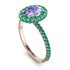 Oval Tanzanite Halo Hidden Emeralds Ring - Amy No. 205 image 2