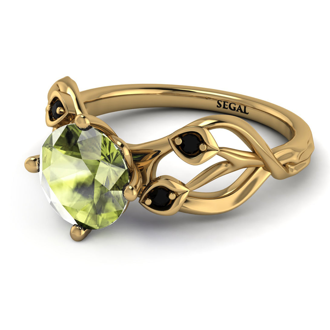 Peridot Blossom 14K Golden Nature Inspired Engagement Ring - Haley No. 707