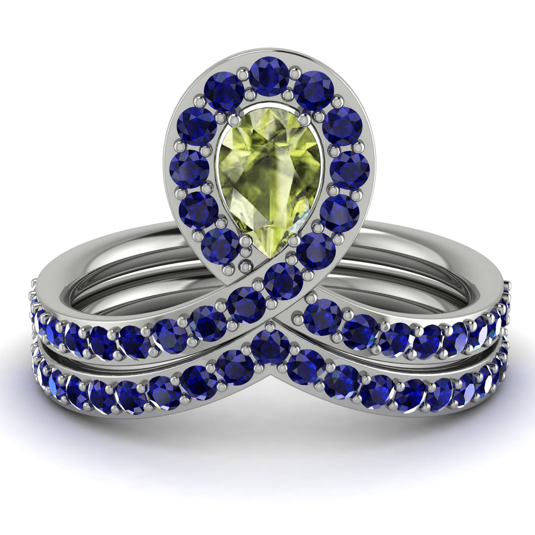 Peridot Pear Shape Stacking Bridal Set - Emilia No. 715