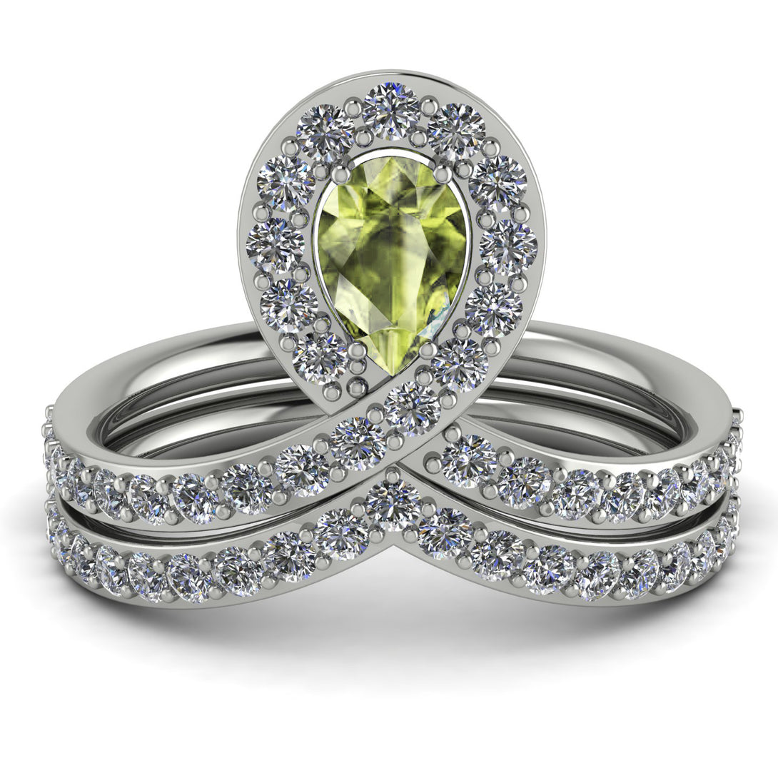Peridot Pear Shape Stacking Bridal Set - Emilia No. 703