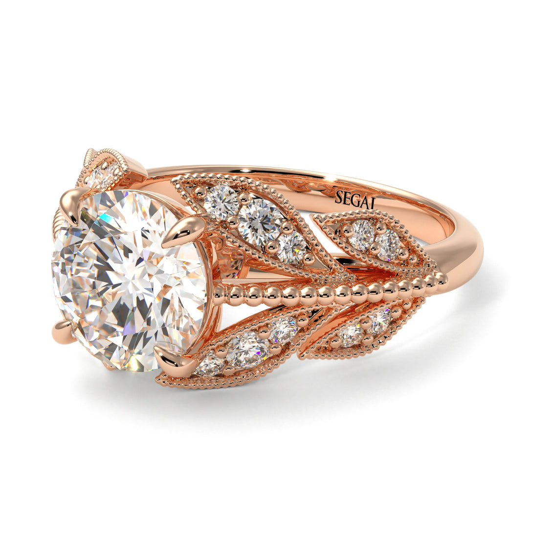 Diamond Majestic Leaf Gold Engagement Ring - Makenna No. 2